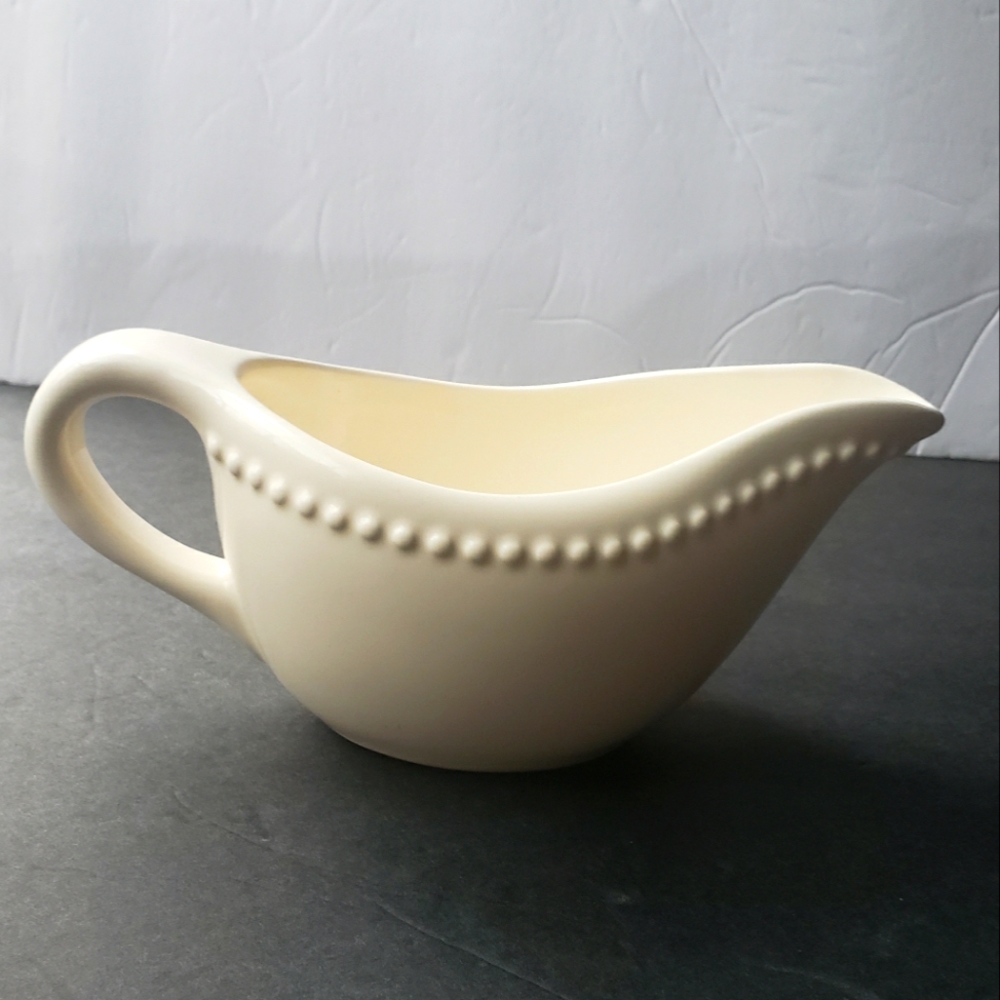 Pottery Barn Egg White Beaded Emma Gravy Boat